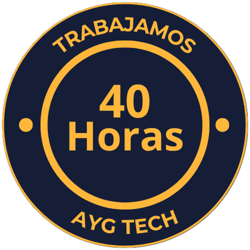 Logo de A&G Tech certificando que trabajan con las 40 horas estipuladas